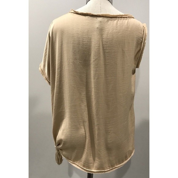 BCBG MAXAZRIA Beige Shiny Asymmetrical Pinksand Top One shoulder sz Xs Blouse - Picture 4 of 4